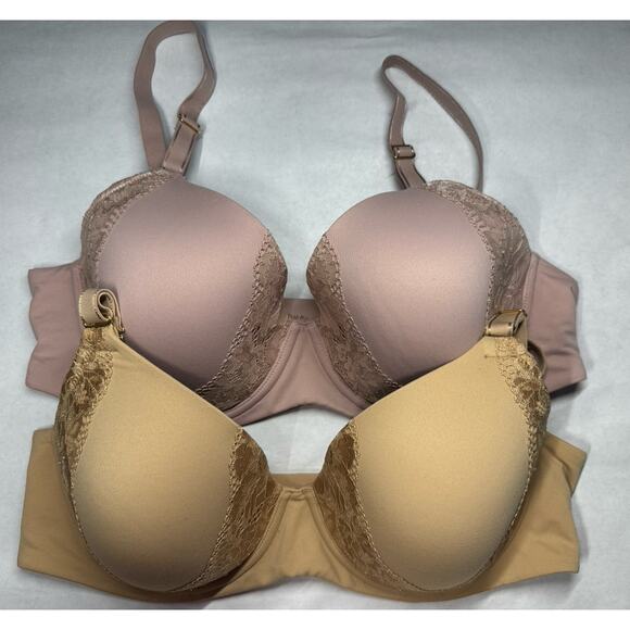 Soma Embraceable Perfect Coverage Bra Set – 38D Nude & Blush Lace T-Shirt Bras - Picture 1 of 11